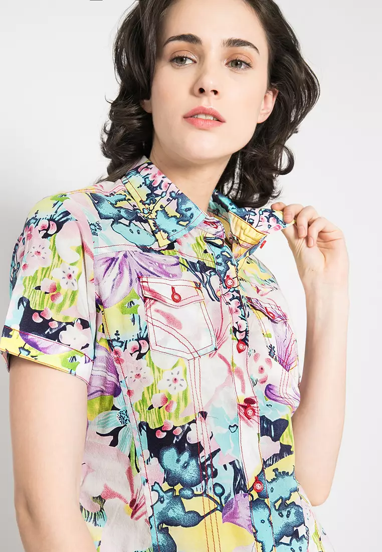 LGS - Kemeja Wanita - Lengan Pendek - Motif Bunga-Bunga - LSH.382.G1125.428.C