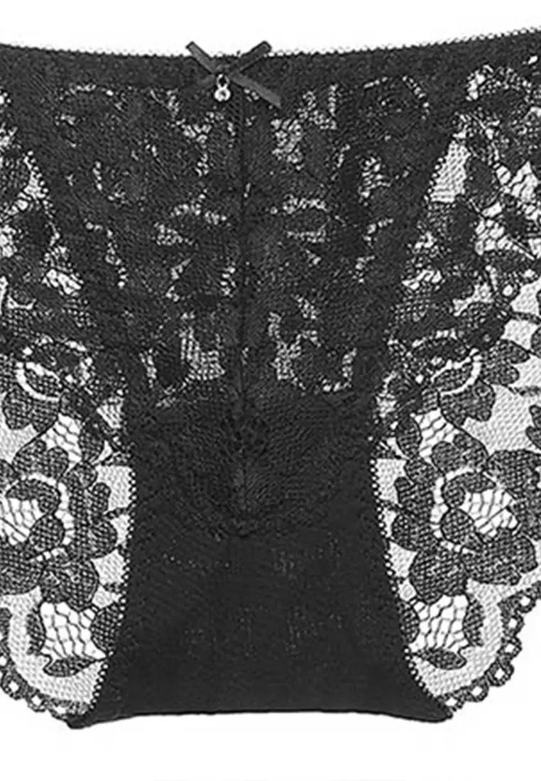 Lace Underwire Bra with Panty Set CA123114BK