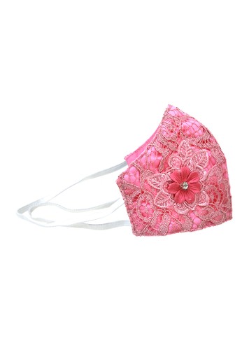 Hamlin pink Evelyn Masker Wanita Queen Headloop Mask 3 Ply Breathable Material Brokat Cotton ORIGINAL 0EBC5ESAA7BB8CGS_1