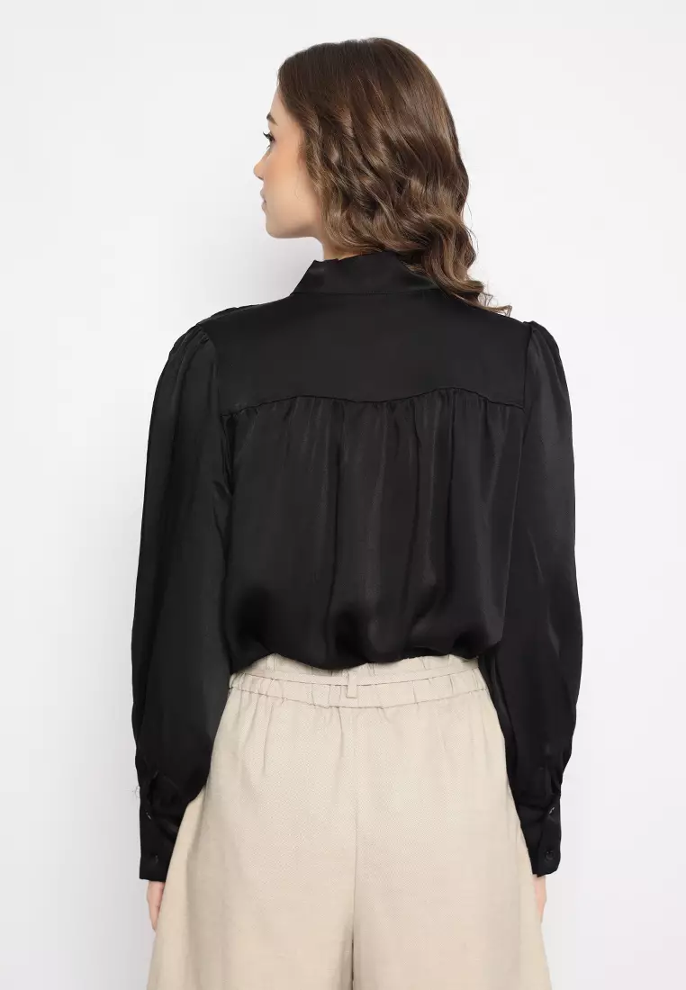 Mannequin Ribbon Silk Sateen Shirt