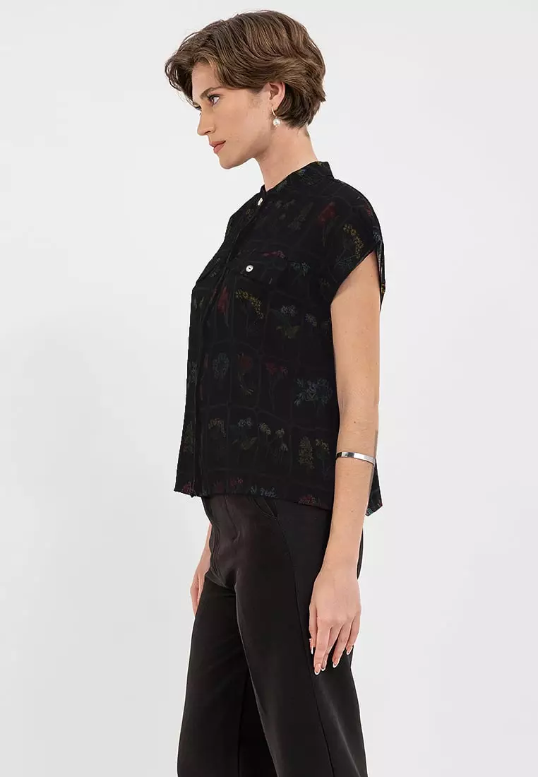ASOLA Floral Button Down Shirt