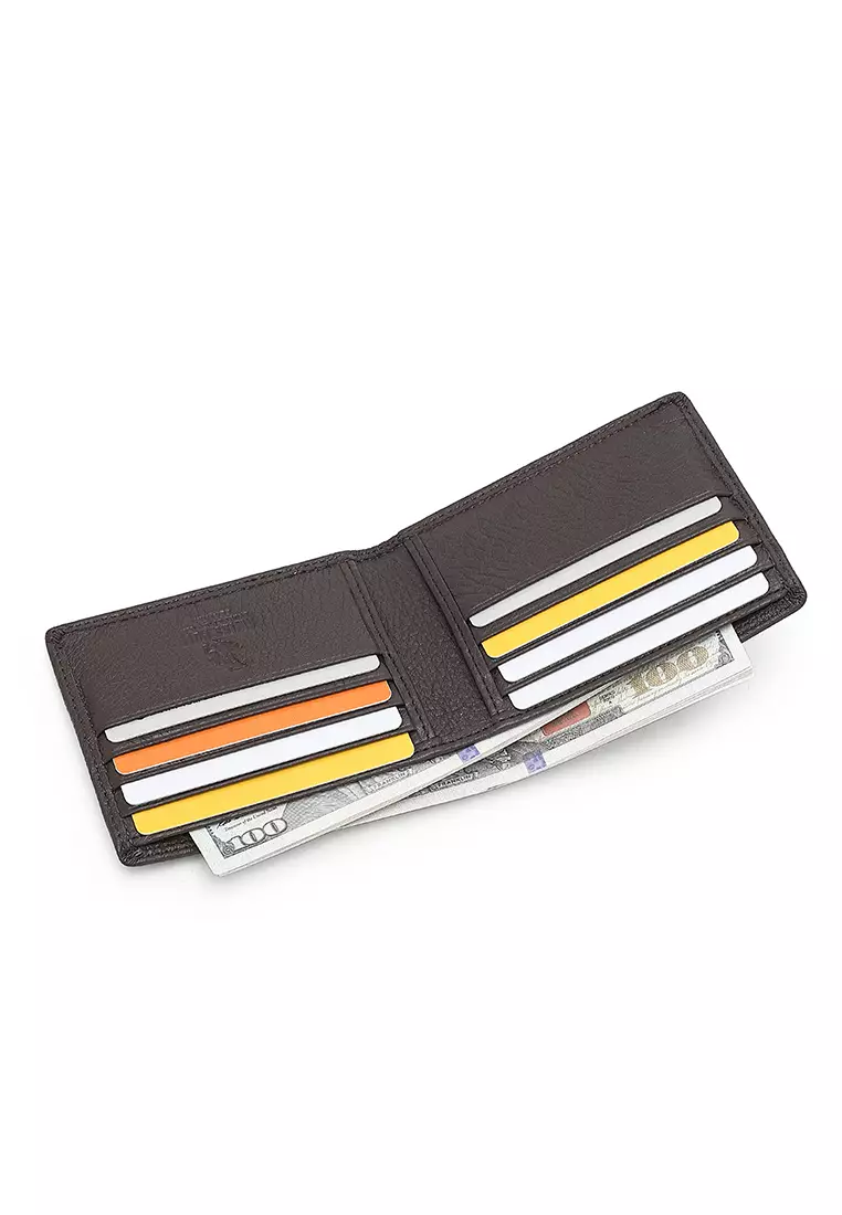 Genuine Leather RFID Short Wallet - Black