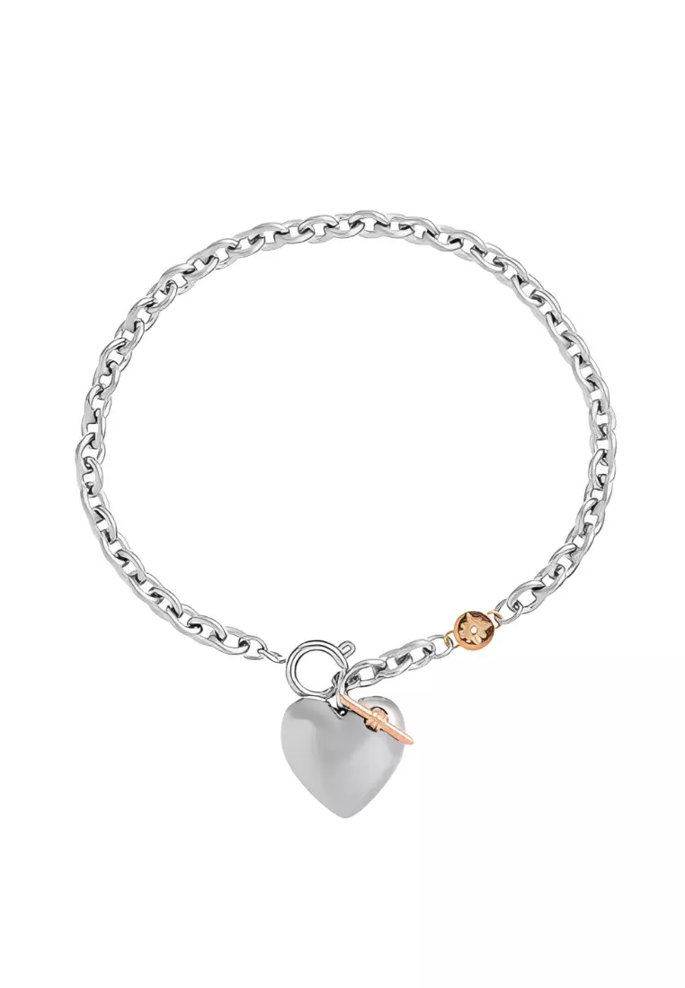 Olivia Burton Grosvenor SS Square Mesh Strap Knot Heart SS Bracelet 28mm - 24070007