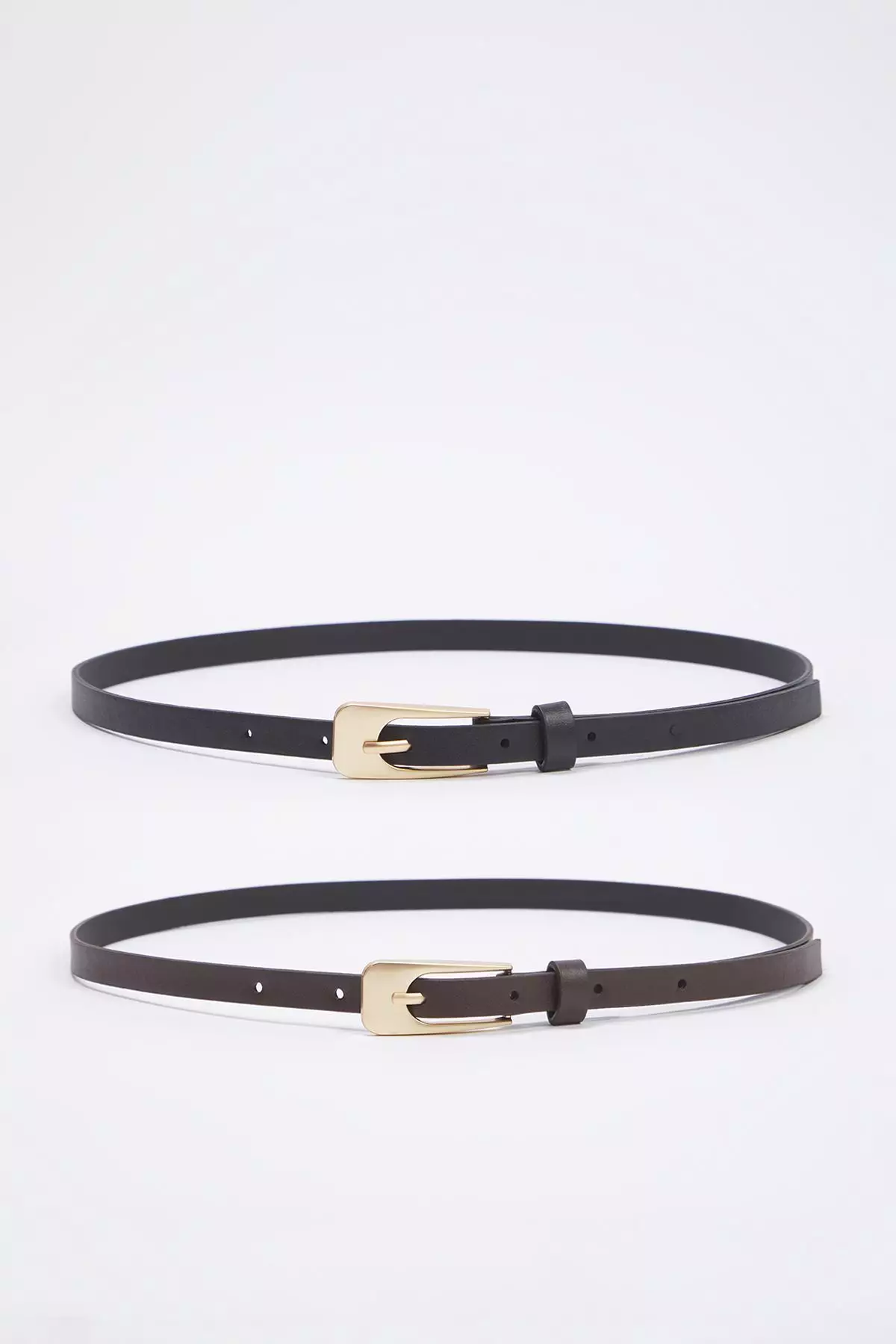 Black-Brown 2-Pack Leather Look Women's Belt TWOSS25KE00010