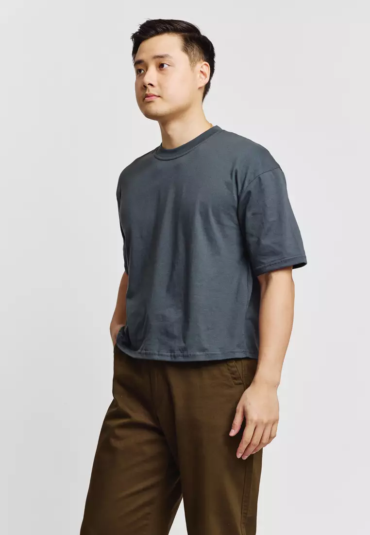 Boxy Cropped Crew Neck Tee