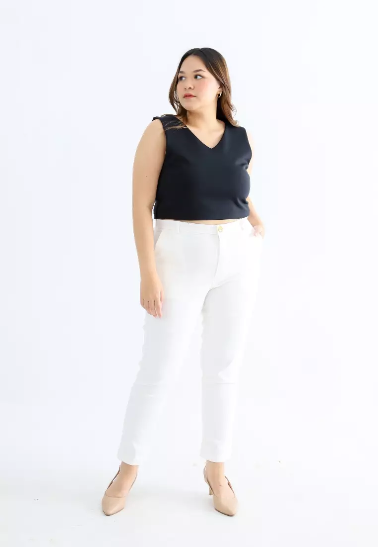 Plus Size Skinny Jeans Yves Broken White