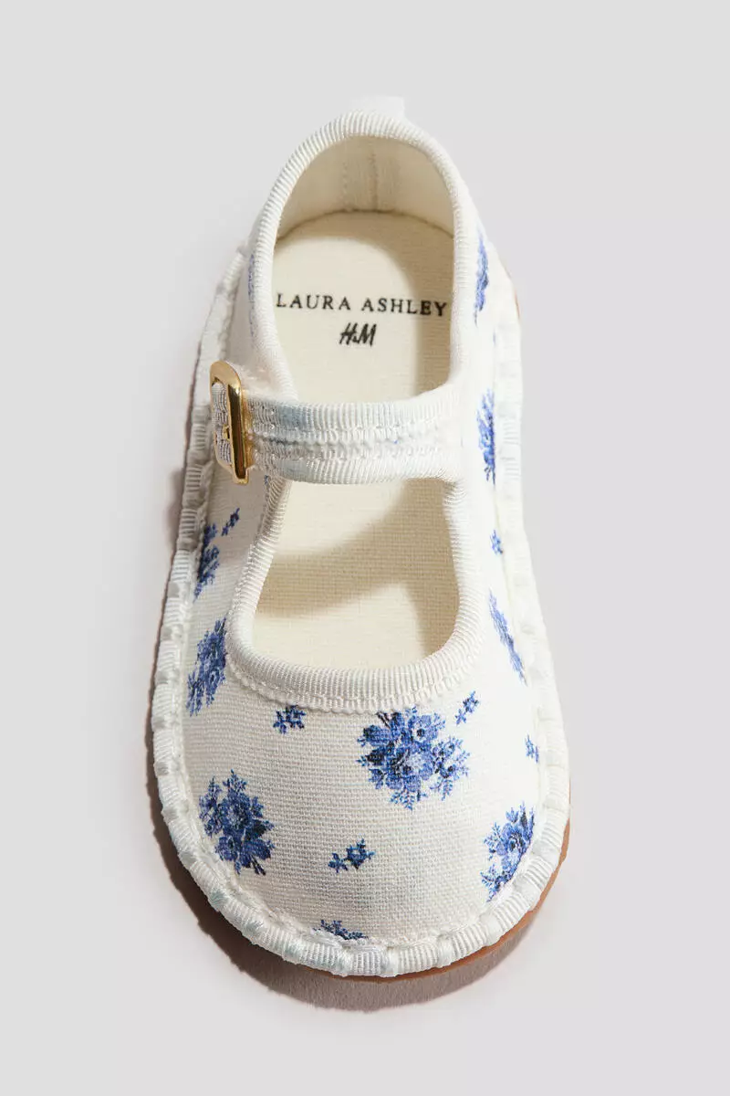 Floral-print canvas ballet flats