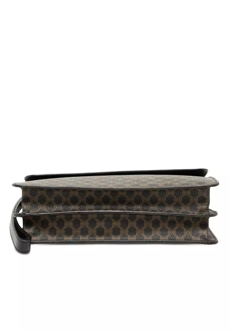 Pre-Loved Celine Macadam Coated Canvas And Leather Clutch