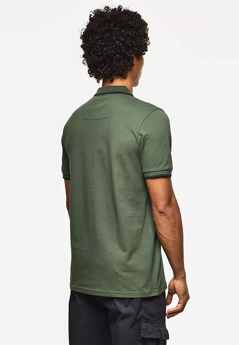 MENS BLACK FOREST/BLACK MONTI ZIP POLO WITH PARACHUTE DETAIL