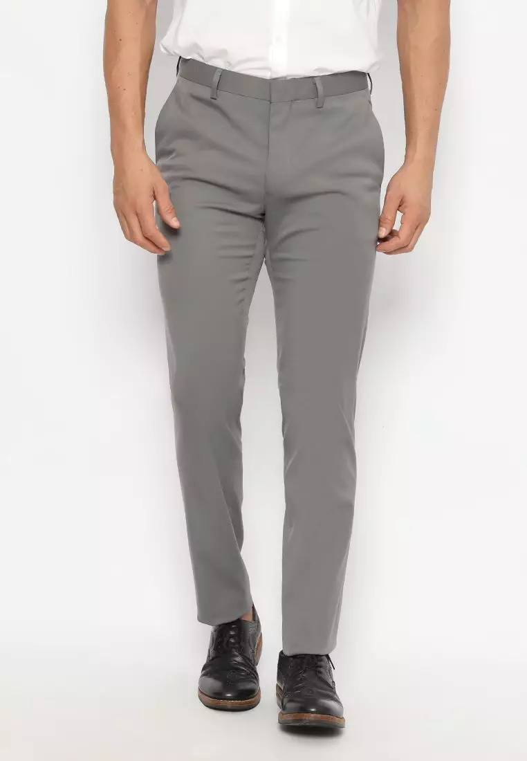 Jobb Bellmore-B Celana Panjang Pria Modern Slim Fit Light Grey 3
