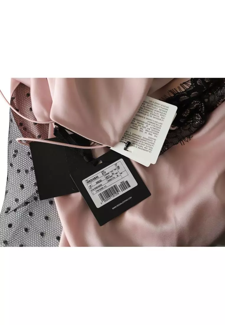 Buy RED VALENTINO Lace-Trimmed Midi Dress in Pink Satin 2025