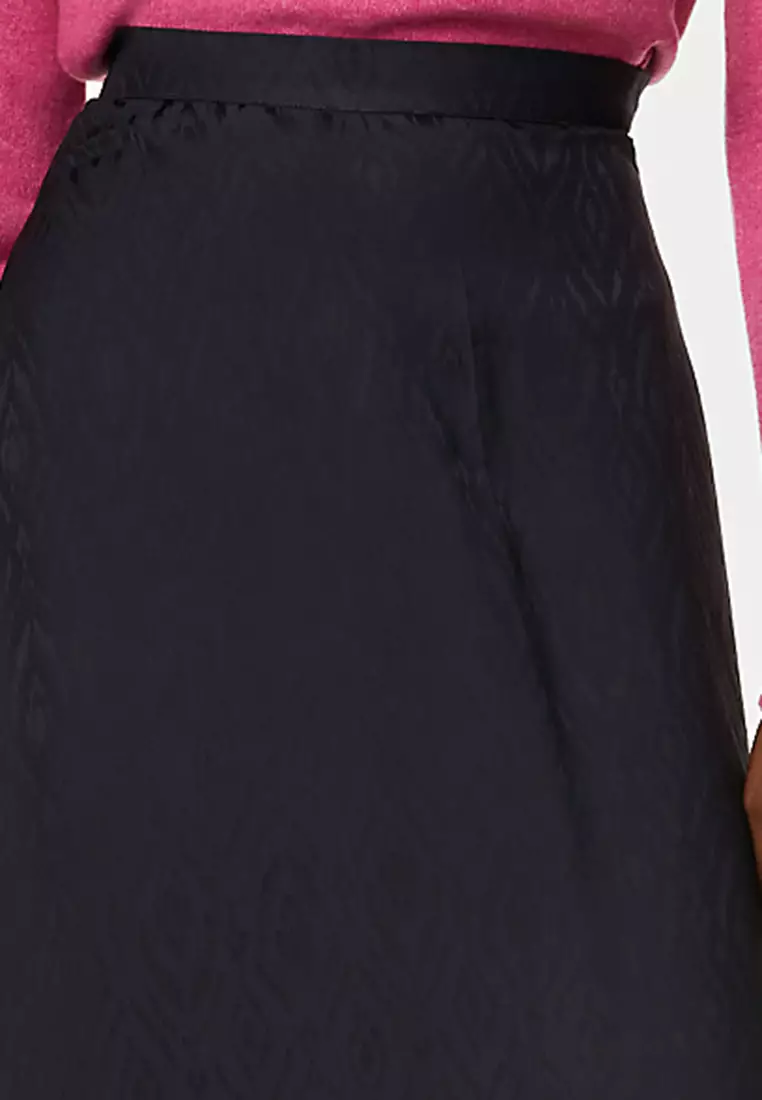 Asymmetric Jacquard Midi Skirt