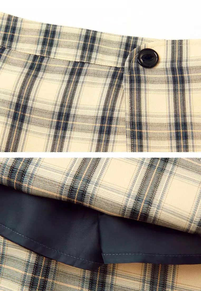 時髦高腰蘇格蘭格紋百褶短裙《CA2655》