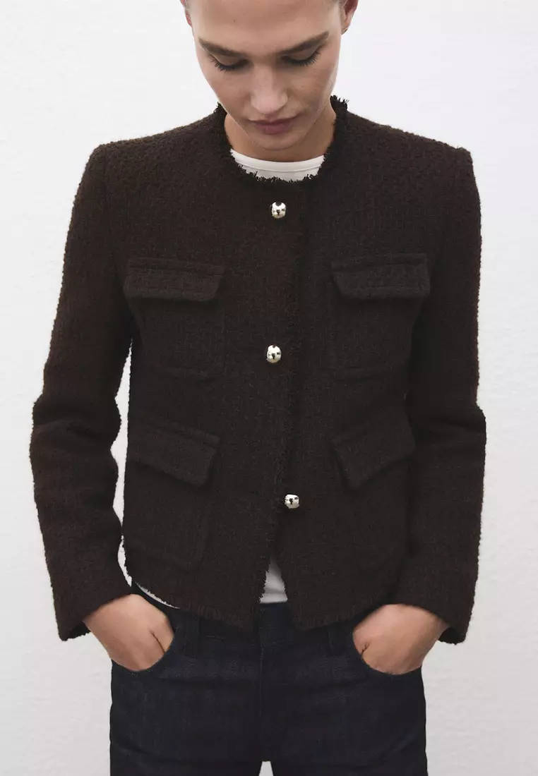 Tweed Jacket With Frayed Ends