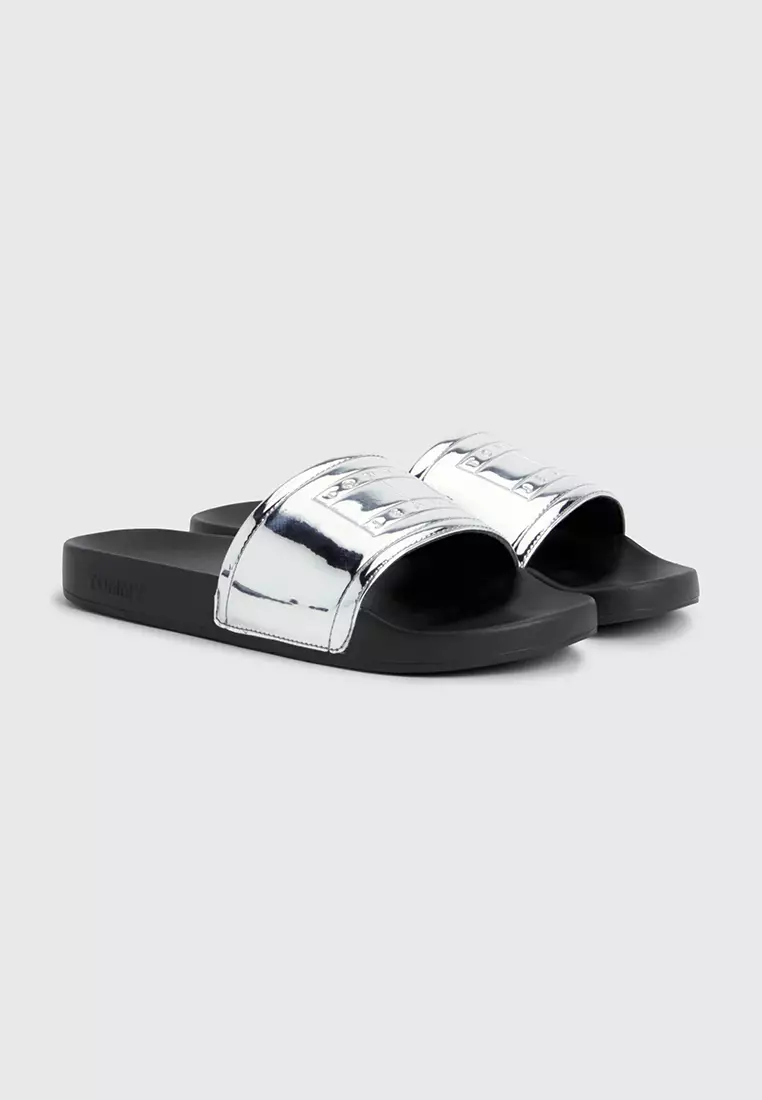 Tommy hilfiger mirror metallic flat deals sandal