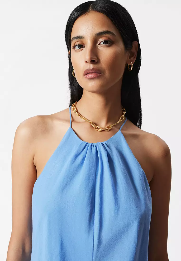 Sleeveless Halterneck Midi Dress