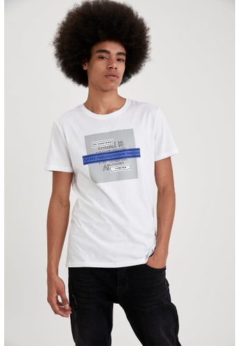 DeFacto white Short Sleeve Round Neck Cotton Printed T-Shirt C12D7AA20BA303GS_1