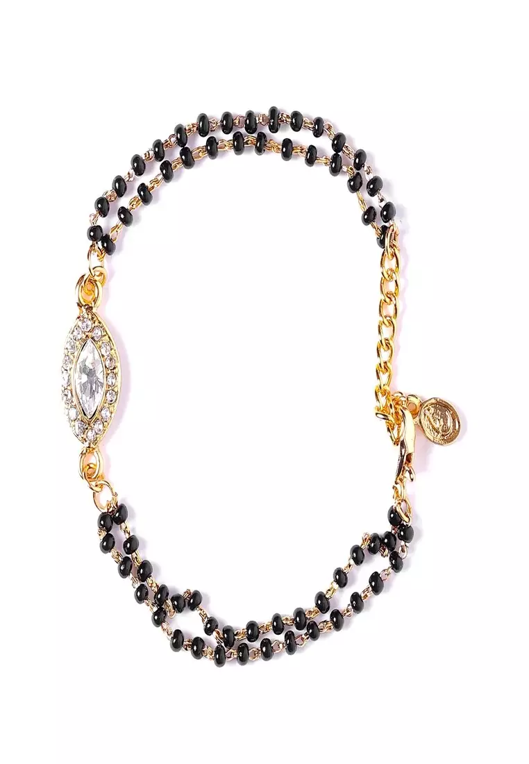 Gold and black deals beads bracelet