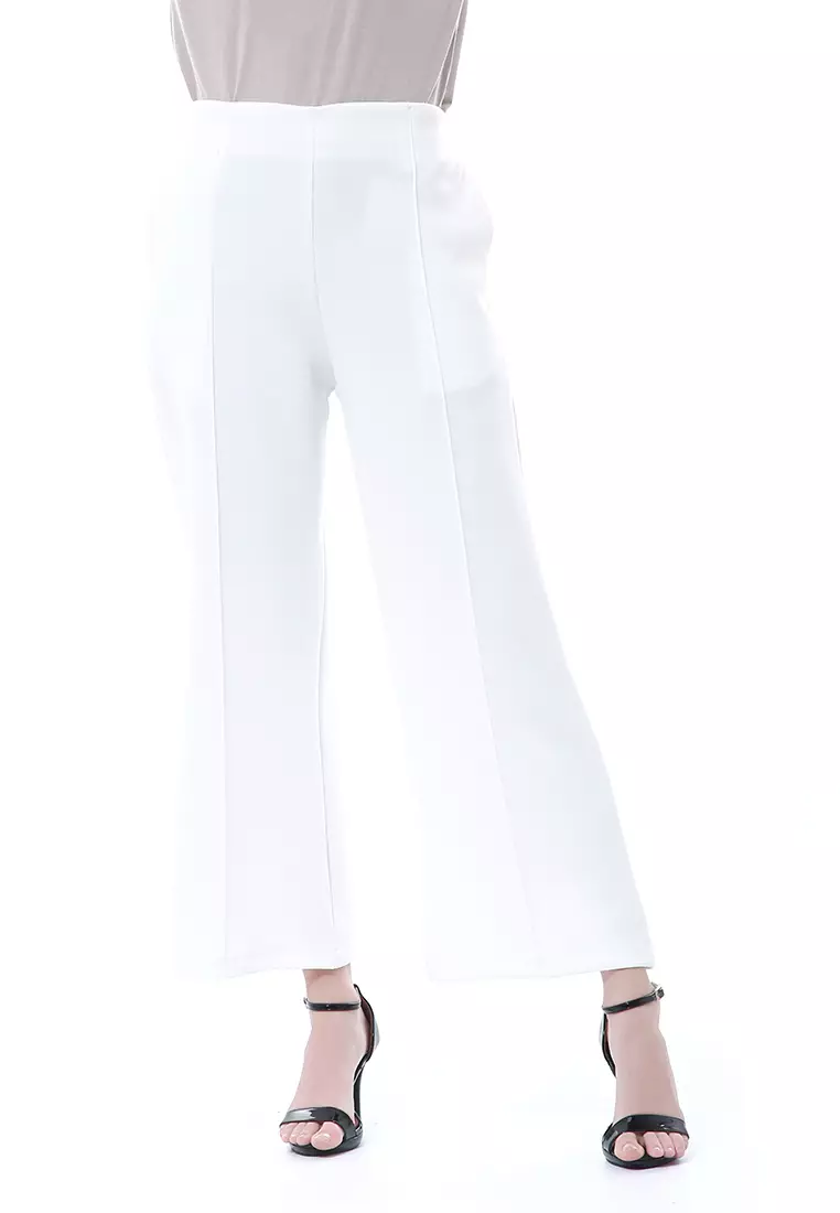 Layilla Scuba Cullote Polos Rok Bawahan Wanita Premium Quality - White