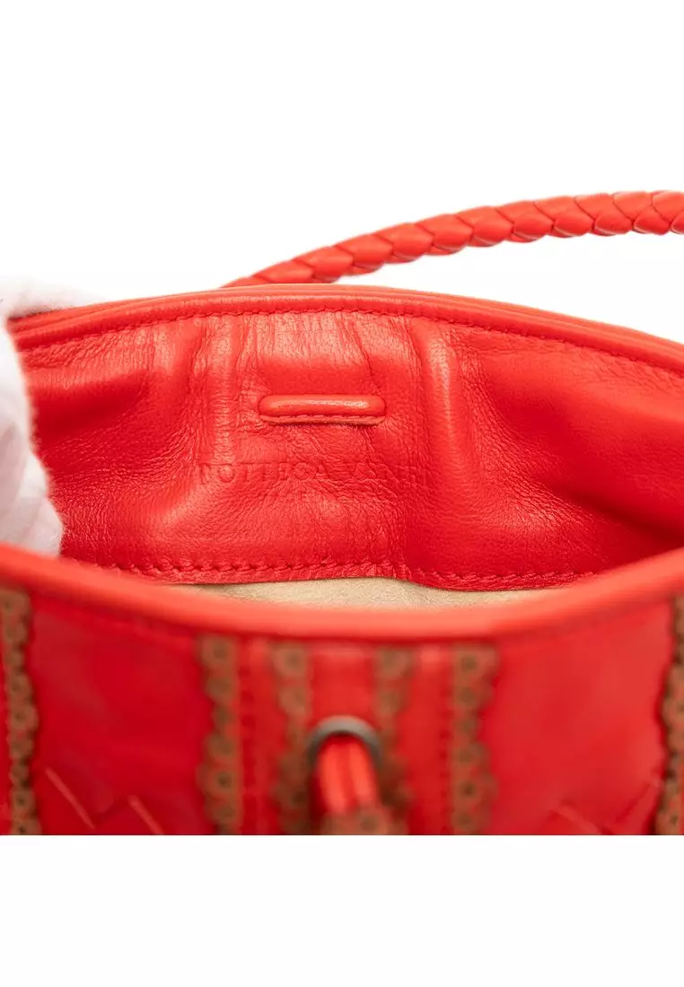 Pre-Loved Bottega Veneta Leather Intrecciato Stripe Shoulder Bag