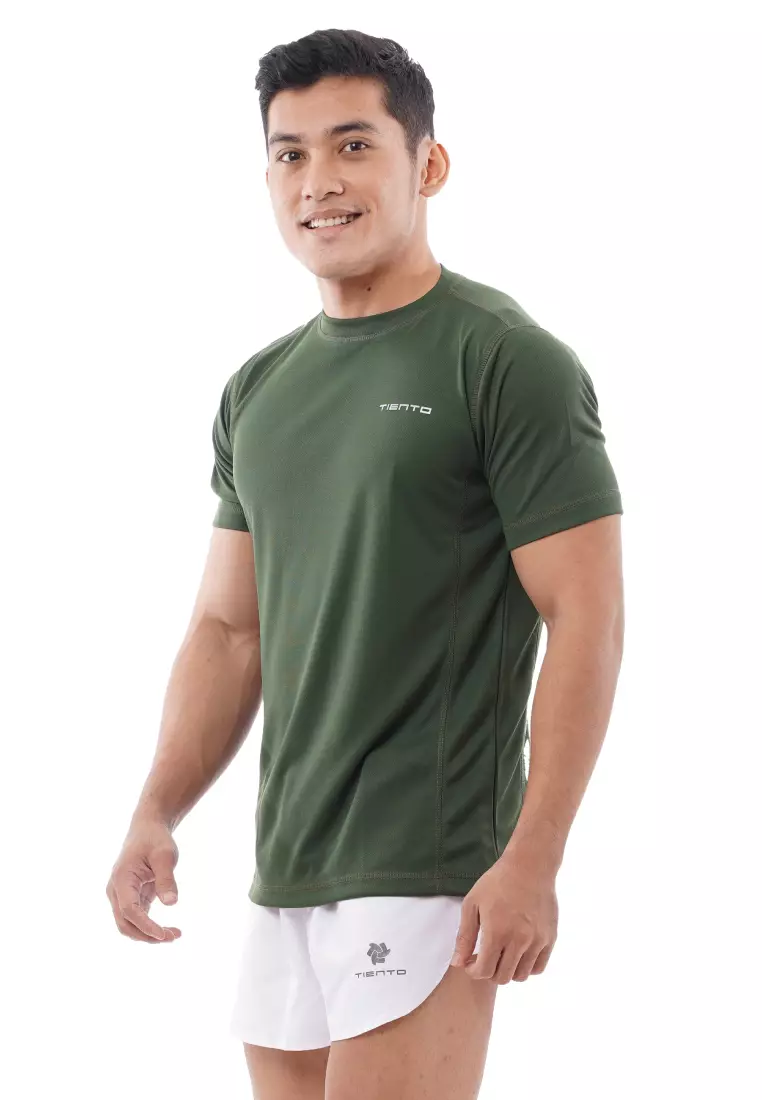 Tiento Kaos Dry Fit Men Army Baju Olahraga Lari Pria