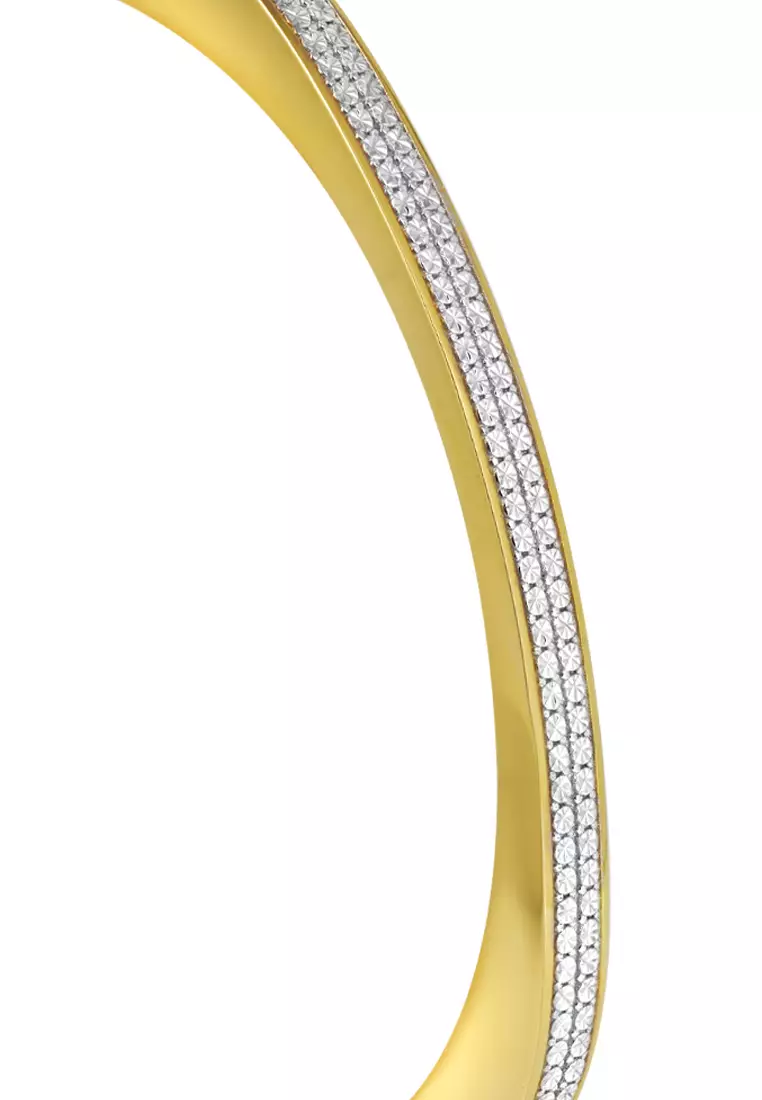 TOMEI Diamond Cut Collection Row Bangle, Yellow Gold 916