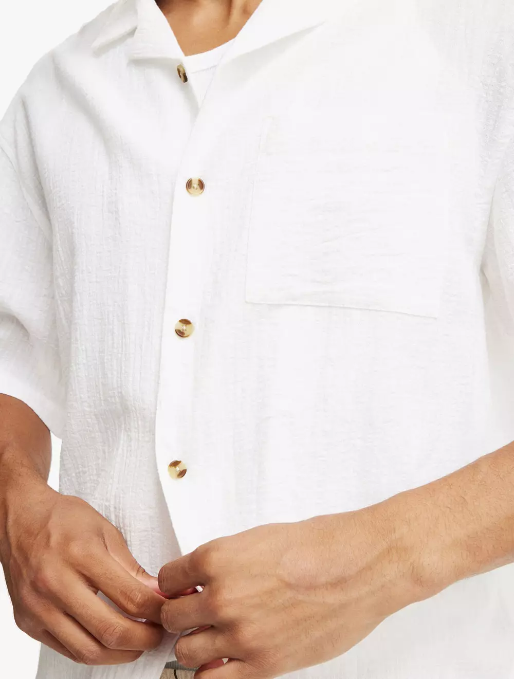 Cotton On - SHIRTS - Riviera Box Fit Short Sleeve Shirt - WHITE