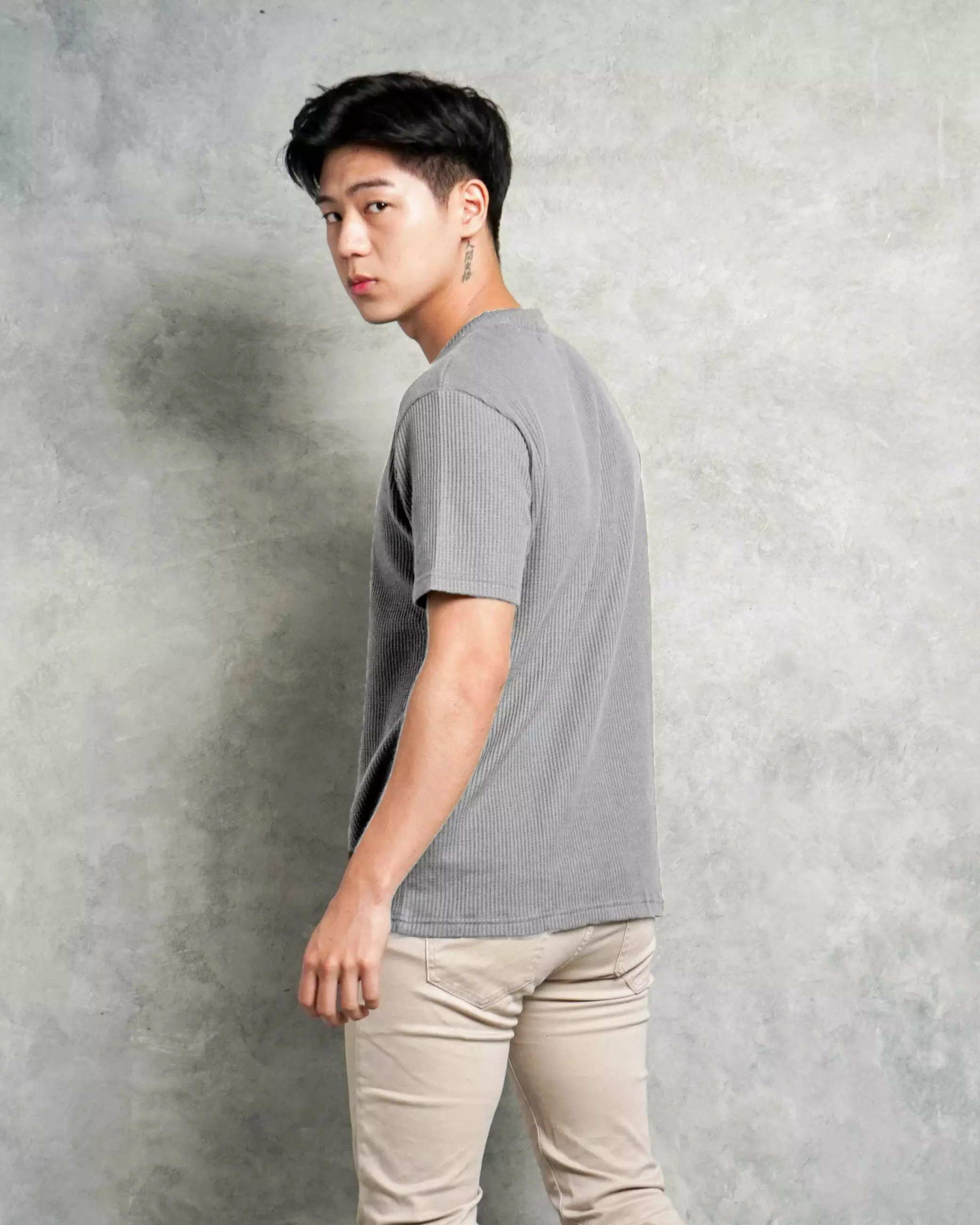 Kale Waffle Grey / Kaos Polos Tekstur Lengan Pendek Pria / Unisex