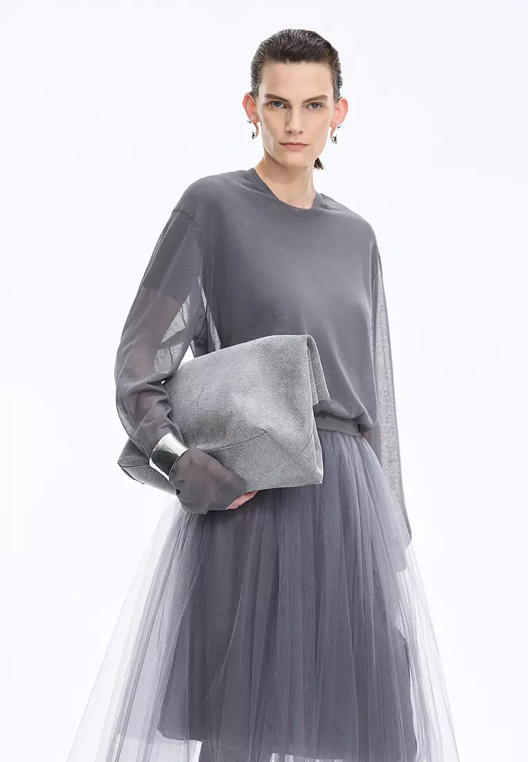 棉薄款長袖套頭針織衫