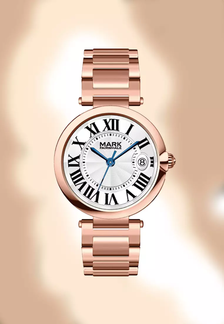 Ladies IP Rose Gold Color Stainless Steel Quartz Watch, 33mm, Metal Bracelet