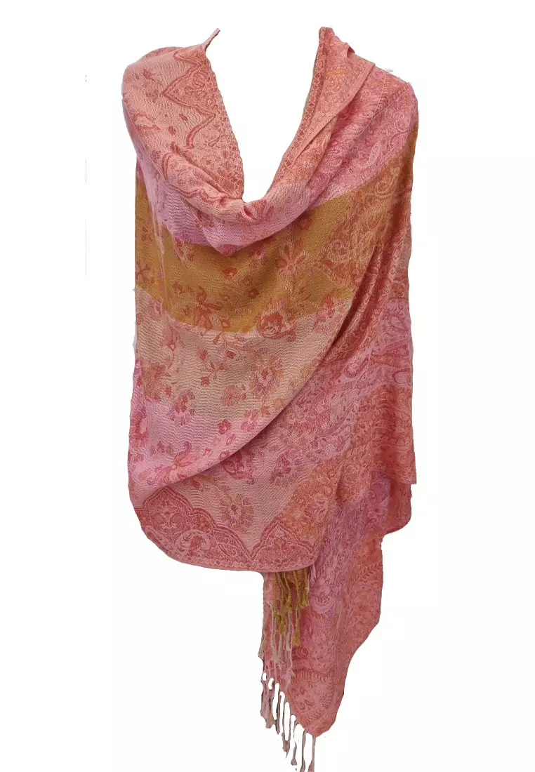 Paisley Woven  Pashmina Pink