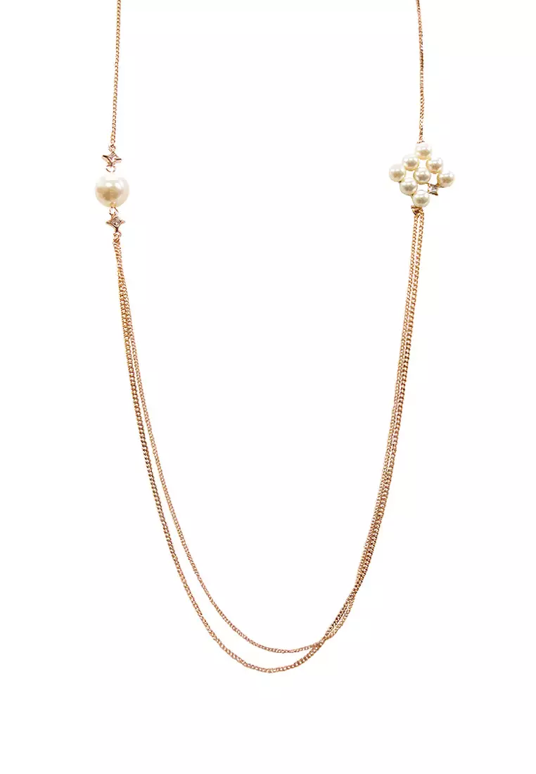 Grossé Pearly Play: gold plating, faux pearl, rhinestone necklace GA21132