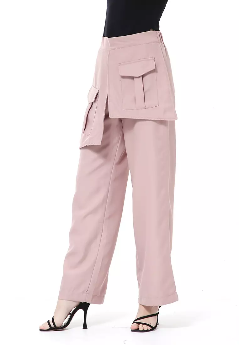 Stella Long Pants Celana Panjang Kasual Wanita Model Pocket Material Cotton ORIGINAL - Khaki