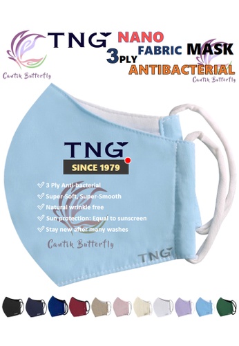 Cantik Butterfly blue TNG 3 Ply Antibacterial Nano Fabric Mask Reusable (Blue) Set of 5 2A14AES5A710E6GS_1