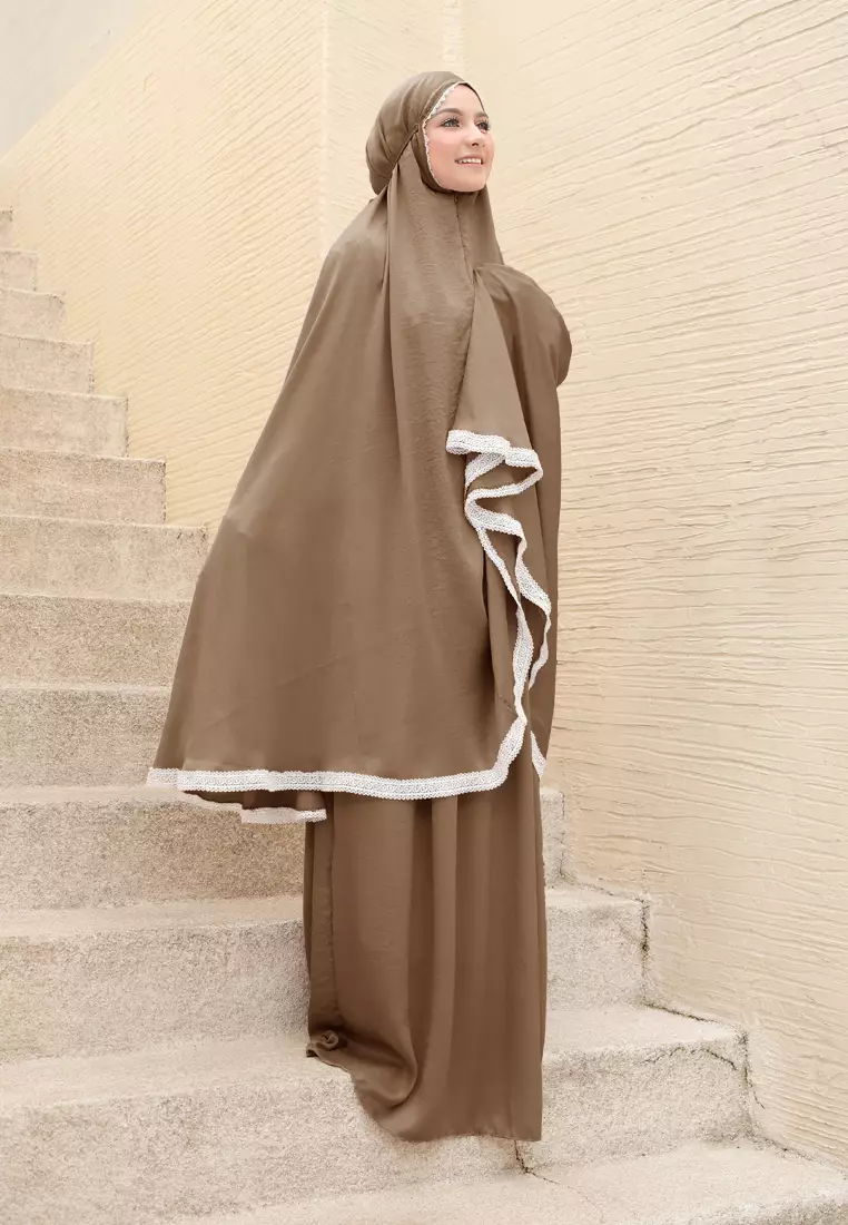 Ataya Prayer Set | Mukena Renda 2in1 - Mocha Brown