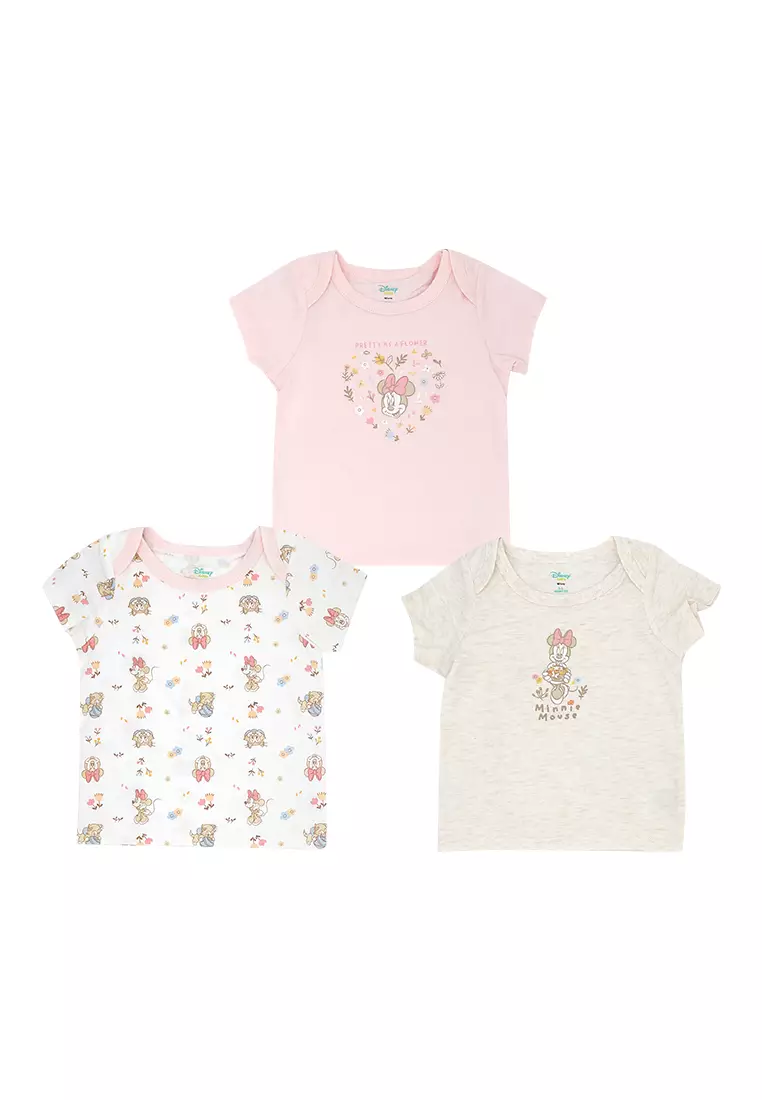Baby Girl Licensed Newborn Essentials T-Shirt Pack of 3 "Pretty as Flower"