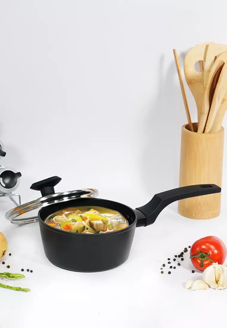 18cm Master Class Induction Saucepan with Glass Lid - Masflex