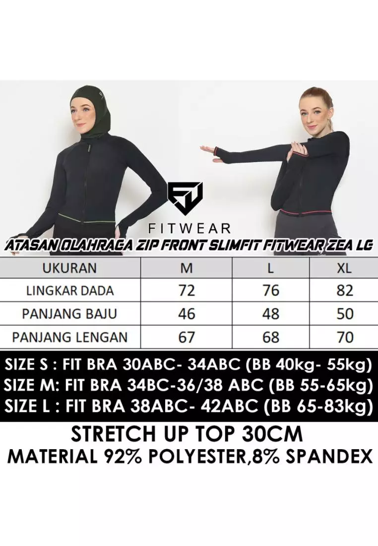 Fitwear - Jaket LG Zip Front Olahraga Sepeda / Berenang ZEA SLIMFIT LS - PINK LG