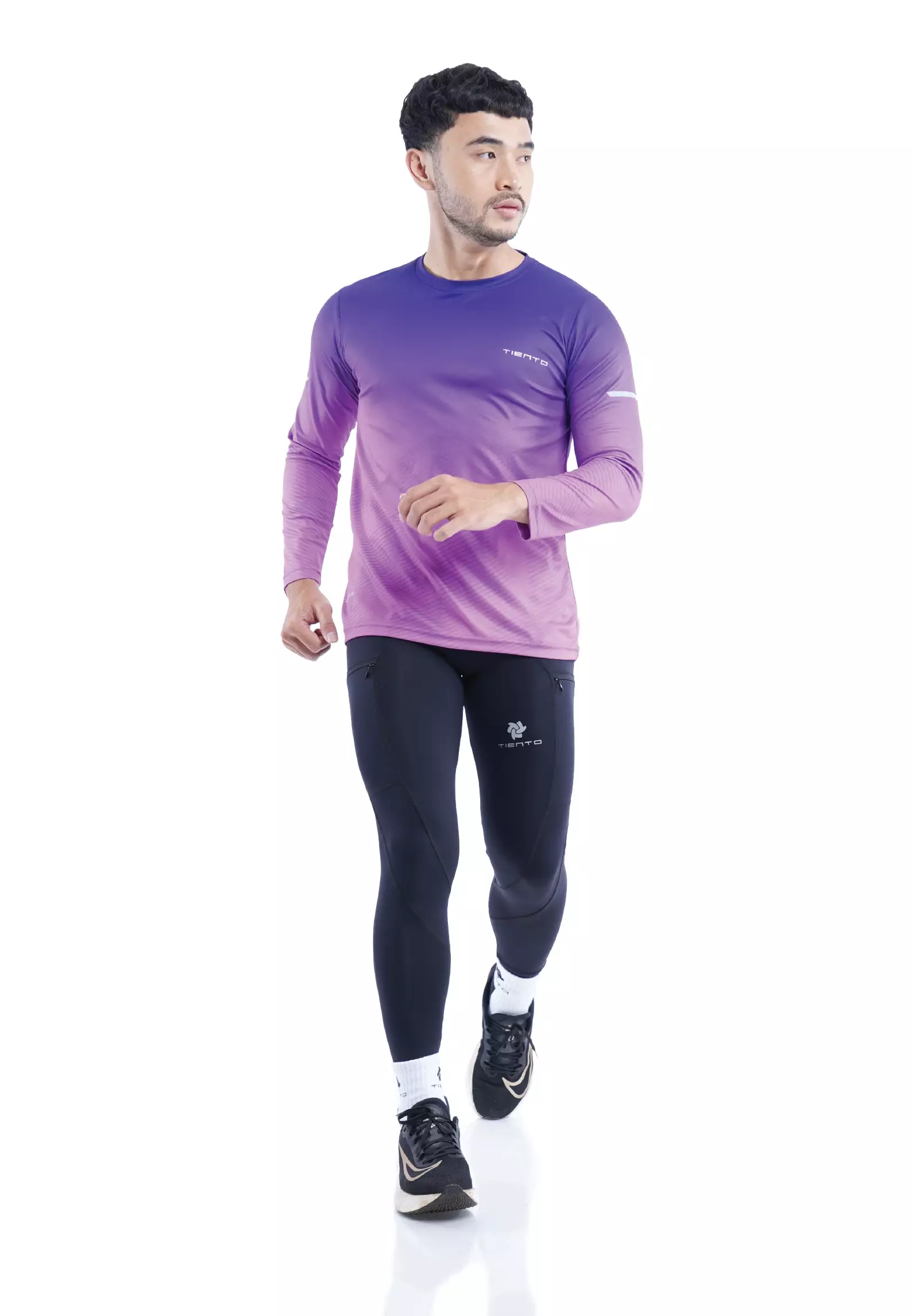 Tiento Jersey Running Anti UV Baju Olahraga Lari Pria Lengan Panjang Kaos Dryfit Long Sleeve Men Xceleration