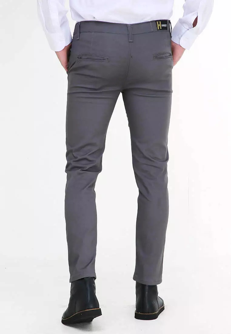 Locko Celana Panjang Chino Pria Polos Slim Fit Casual Long Pants Material Twill Sweding ORIGINAL - Grey