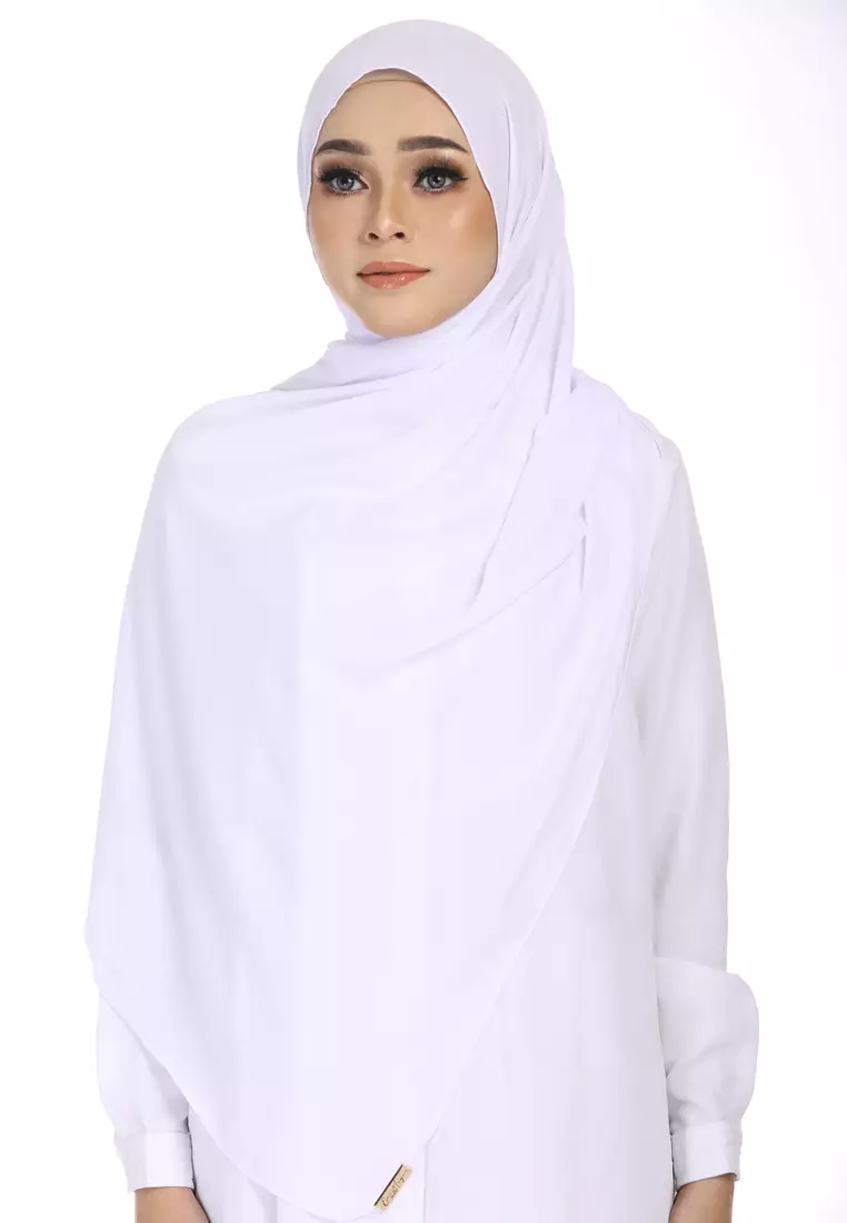 Rania Premium Heavy Chiffon Basic Wide Shawl in Pure White