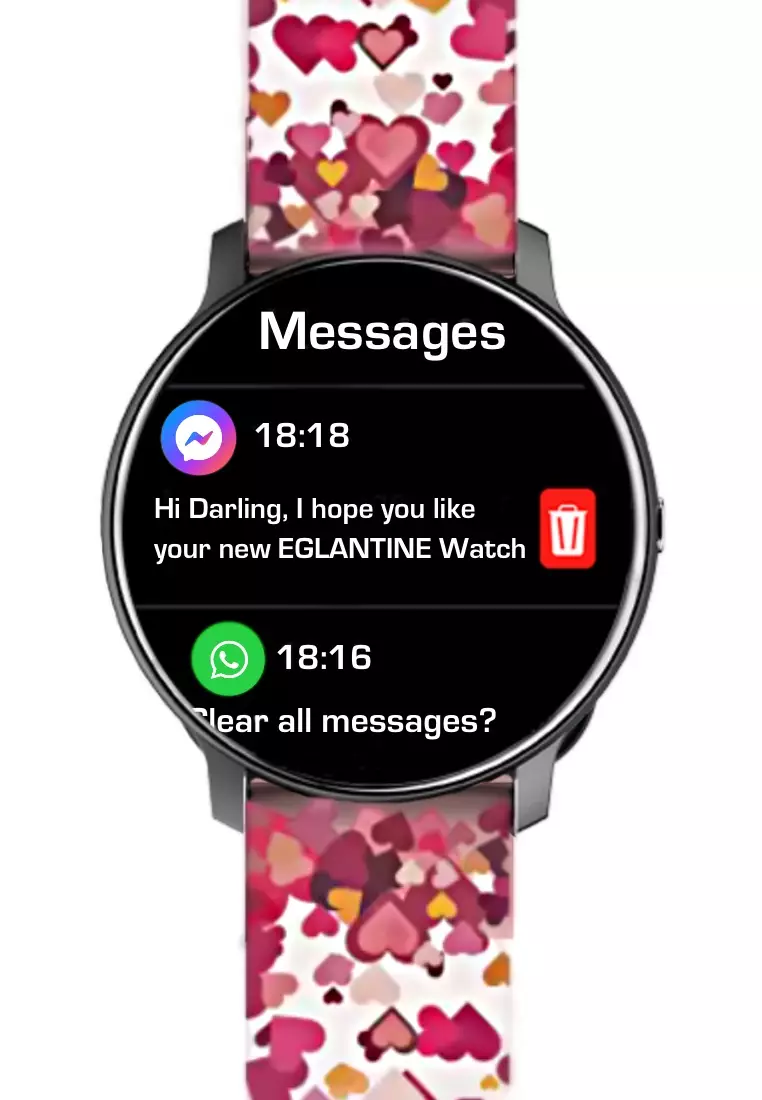 Pink Ladies Smart Watch - with 2 Easy to Exchange Silicon Straps