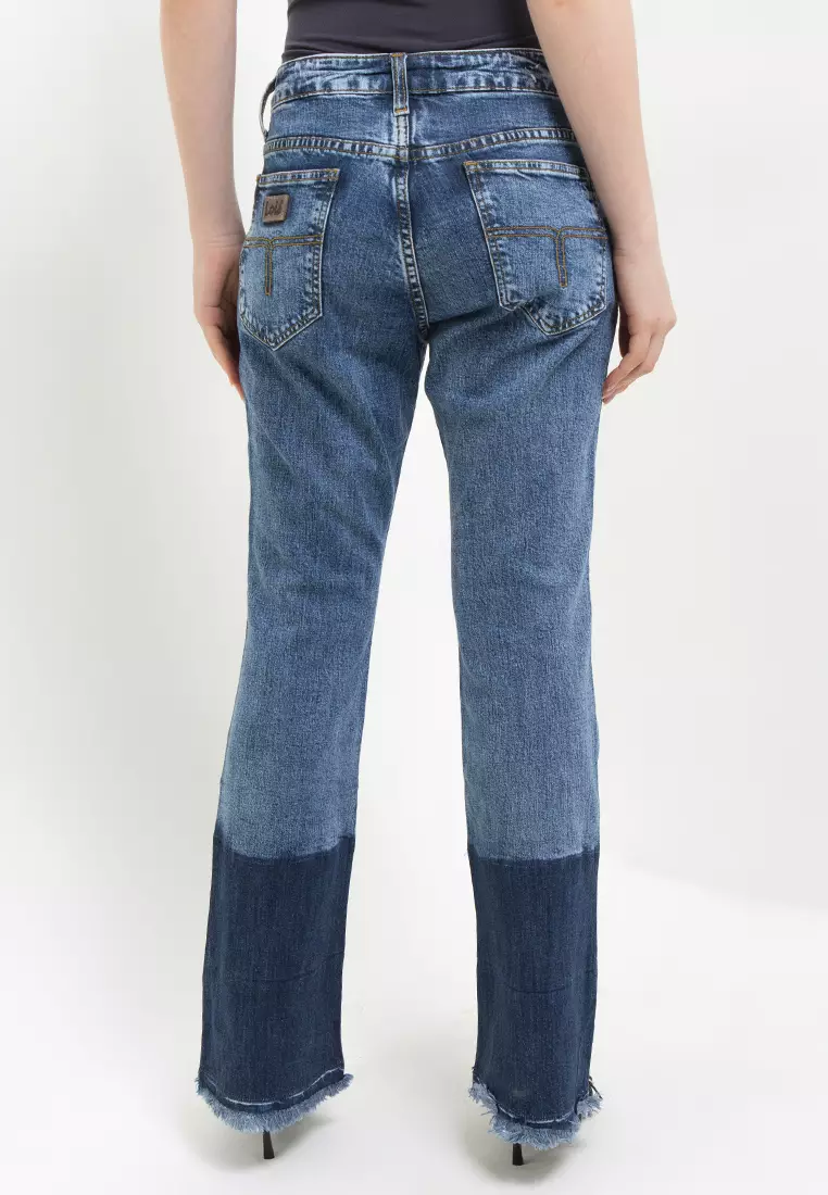 High Waist Cutbray Stretch Denim Pant Fbw013