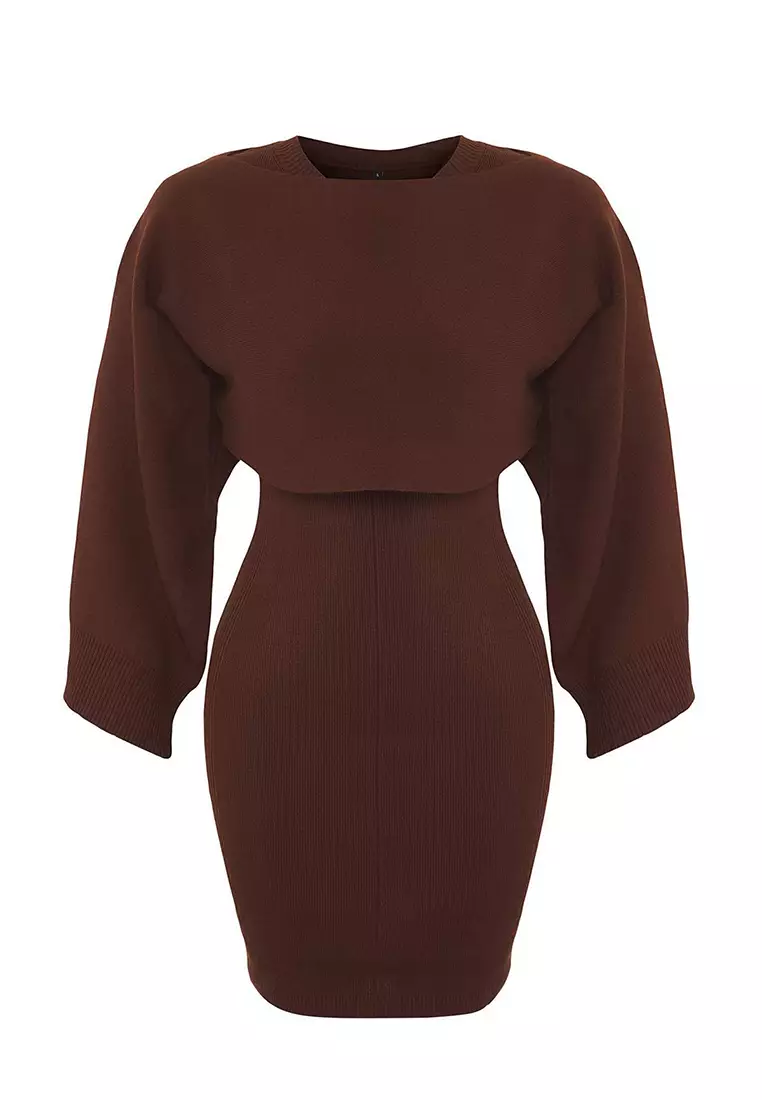 Brown Mini Knitwear Bolero-Dress Suit Twoaw25El00056