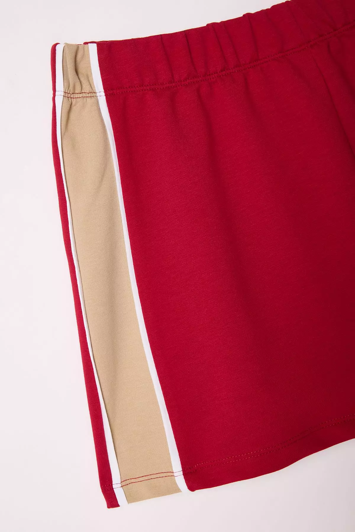 Burgundy Color Block Mini Shorts & Bermuda TWOSS25SR00063