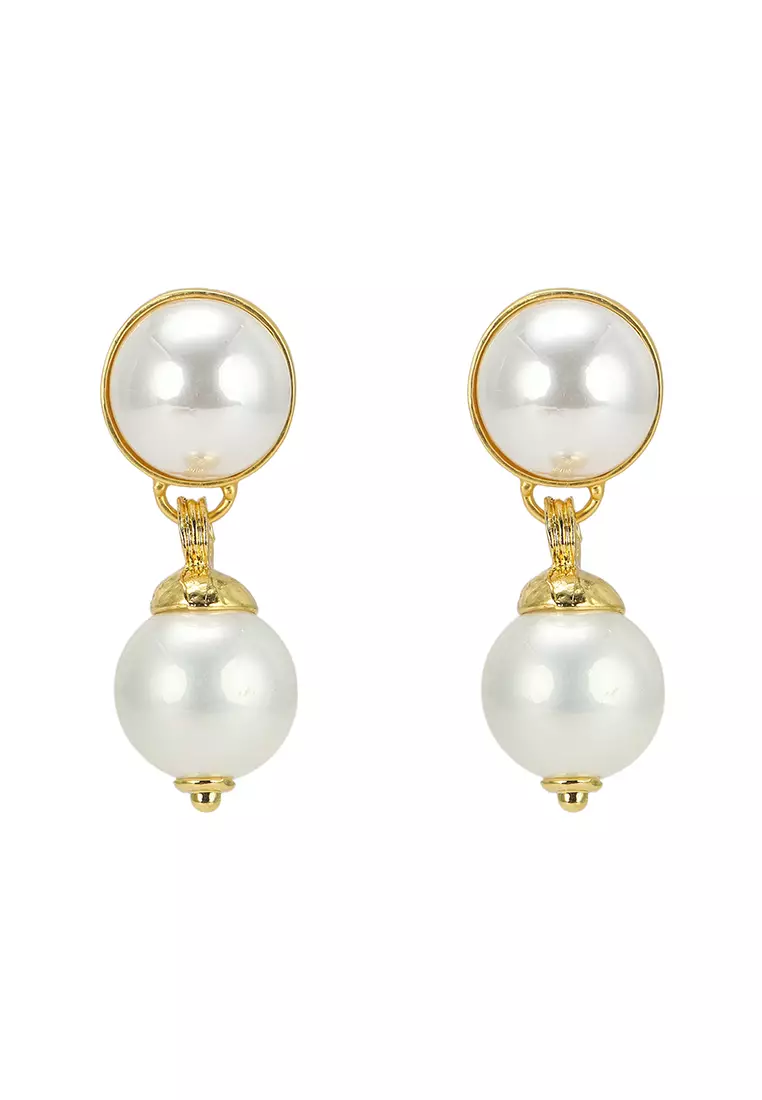 Gold and sale pearl drop earrings