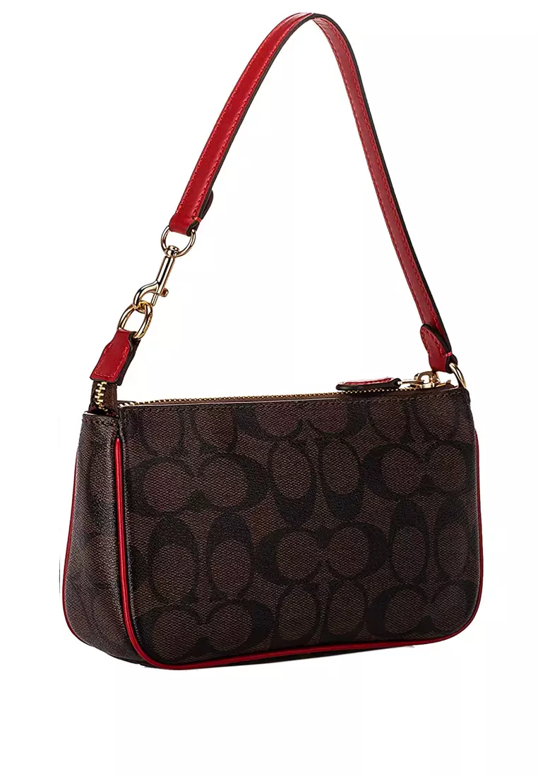 Buy COACH Coach Nolita 19 In Signature Canvas - Dark Brown/Red 2024 ...