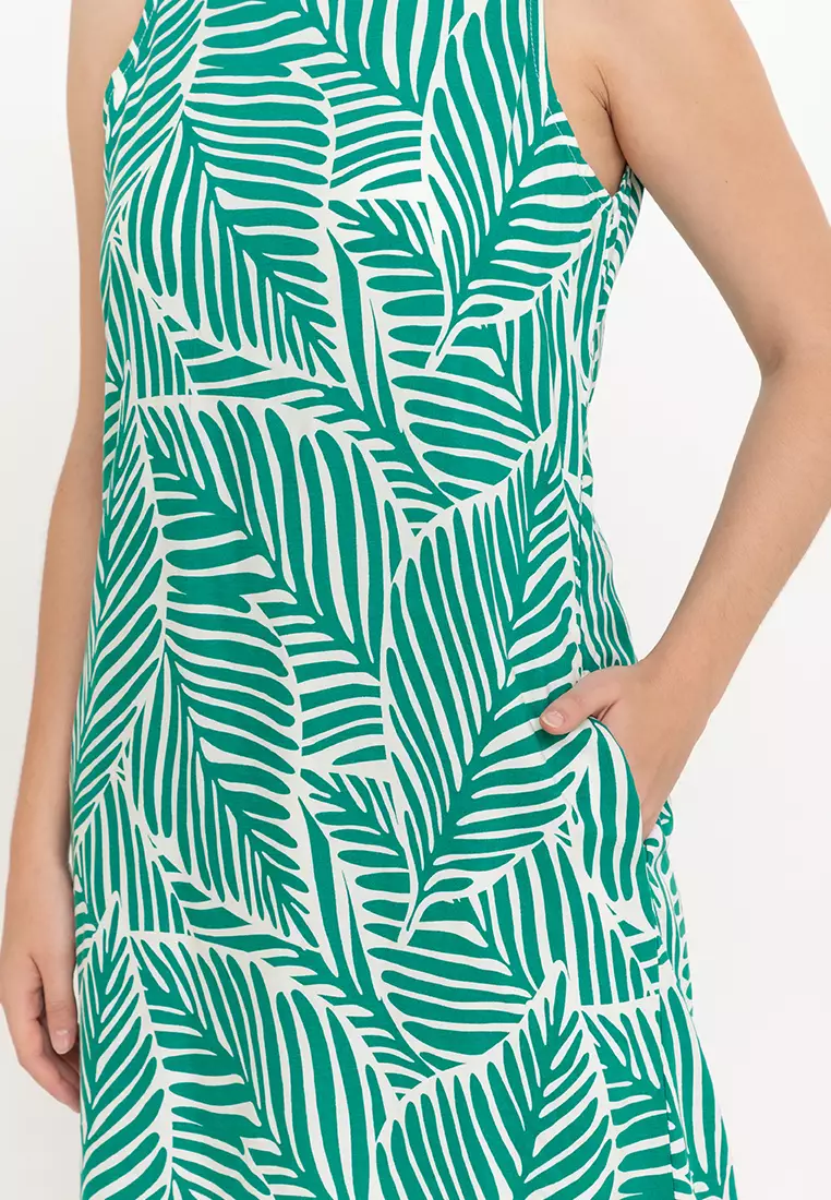 Cleafy Foliage Print Tent Dress