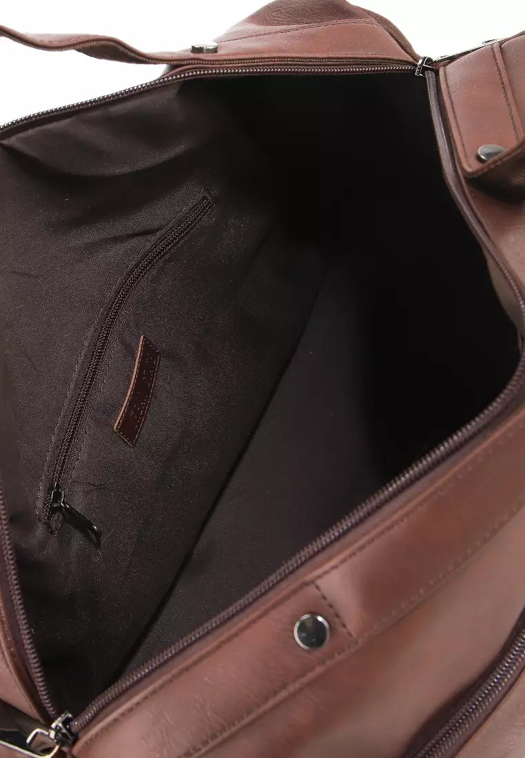 Distressed Leather Carry Duffel Bag