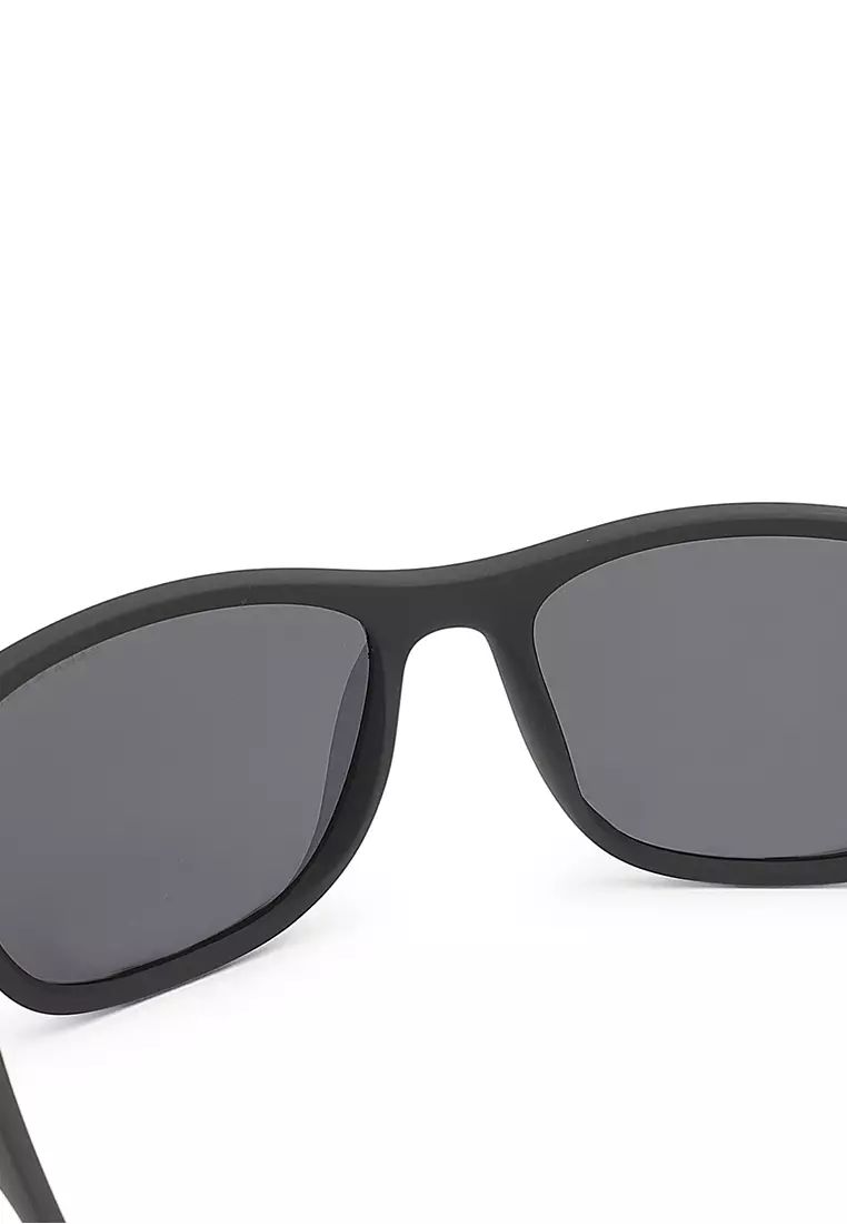 Unisex Casual Polarized Rectangular Sunglasses (Kacamata Hitam) - Hitam / Biru